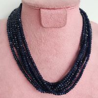 Wholesale Six Layers mm Sapphires Rubies Emeralds Natural Stone Necklace Handmade Cut Small Bead Fashion Jewelry Best Gift for Party T200113