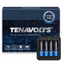 Wholesale TENAVOLTS V AA Lithium Rechargeable Battery h Fast Charge USB Charger Constant Output at V mWh Count with Chargera45