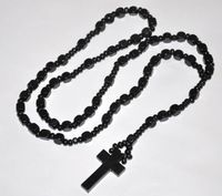 Wholesale Pendant Necklaces Good Hardwood Rosary Beaded Jesus CROSS Wooden Necklace For Men And Women
