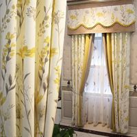 Wholesale Curtain Drapes Nordic Chevron Curtains Printing Small Yellow Flower Blackout For Living Room Bedroom Dining Custom