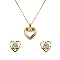 Wholesale Luxury Heart Gold Plated Jewelry Sets Cubic Zirconia Women Necklace Earrings Set Designer