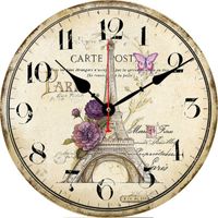 Wholesale Wall Clocks Inch Paris Clock Vintage country french Tower Round Wooden Family Decoration Painted Clock