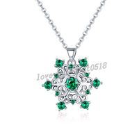 Wholesale Crystal Snowflake Pendant Necklaces Jewelry Lady Women White Gold Plated Diamond Snow Flake with Link Chain Winter Wonderland Christmas Gift