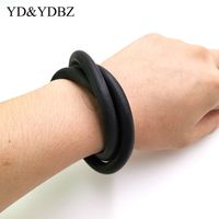 Wholesale handcrafted bangles bracelets for women jewelry black chain punk style harajuku dangle bracelet layered string rubber new