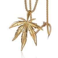 Wholesale Stainless Steel Trendy Female Male Korean Sweater Chain Pendant Jewelry Gold Silver Maple Leaf Necklace Pendants