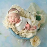 Wholesale Clothing Sets Handmade Wool Felted Curly Blanket Baby Soft Layer Born Wooden Basket Stuffer Fillers Po Props1