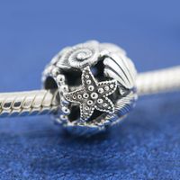 Wholesale 925 Sterling Silver Summer Collection Openwork Starfish Shells Hearts Charm Bead Fits European Pandora Jewelry Charm Bracelets