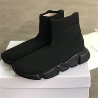 Wholesale Best Men Speed Sock Sneakers Graffiti stretch knit Mid Sneakers Women Lightweight Mid top Trainer Slip on Casual Runner Shoes With Box