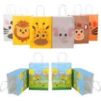 Wholesale Gift Wrap Jungle Theme Safari Animals Paper Bags Birthday Party Candy Box Decorations Kids Baby Shower Packing Bag