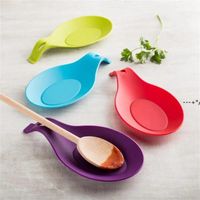 Wholesale NEWSilicone Insulation Spoon Rest Heat Resistant Placemat Drink Glass Coaster Tray Spoon Pad Eat Mat Pot Holder Cookware Storage RRB13678