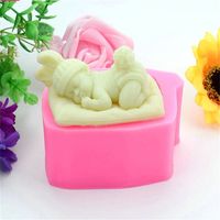 Wholesale Cute Sleeping Baby Handmade Soap Mould Silicone DIY Baking Mold Cake Moulds For Home Kitchen Durable lya E1