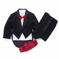 Wholesale Clothing Sets Kids Children Formal Boys Wedding Tuxedo Suits White black Boy Blazer Suit Marriages Perform Dress Costume pcs1