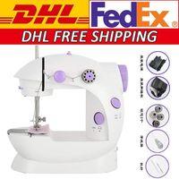 Wholesale DHL Mini Handheld Pedal Sewing Machines Multifunction Electric Automatic Tread Rewind Sewing Machine FY7043