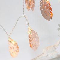 Wholesale 1 m LED String Light Warm White Lights Metal Feather Leaf Shaped Lamp Decorative Lantern For Bedroom Party tf E1
