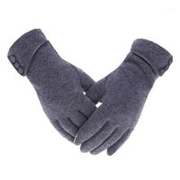 Wholesale Fingerless Gloves Women Winter Warm Touch Screen Phone Windproof Button Thick Velvet Cashmere Full Finger Touchscreen1