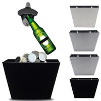 Wholesale 1PC Wall Mounted Beer Bottle Opener with Cap Catcher Container Box Storage Holder Collect Bucket Set Kitchen Tool