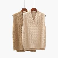 Wholesale Twist pullover sweater vest women autumn new loose net red V neck waistcoat wool knitted vest women