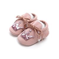 Wholesale First Walkers Toddlers Suede PU Leather Shoes Xmas Baby Moccasins Sequins Crown Infant Prewalker Soft Soled