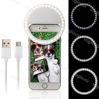 Wholesale Novelty Lighting Selfie Ring Lights Dimmable USB Rechargeable Mode Mobile Phone Lens Portable Flash Clip Light Beauty Live For IPhone Xiaomi DHL