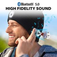 Wholesale Bluetooth LED Beanie Hat Earphones with Light Built in Stereo Speaker and Mic USB Rechargeable Headlamp Headphone Torch Music Cap Gifts