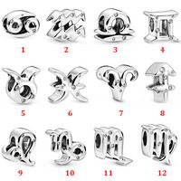 Wholesale Exquisite Sterling Silver Fit Pandora Bracelet Charms Twelve Months Zodiac Collection Sagittarius Charms Beads Heart Blue Crysta Charm For DIY Beads Charms