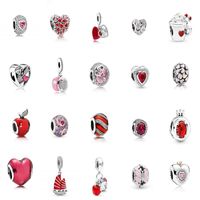 Wholesale New Sterling Silver Fashion Charm Red Love Wine Glass Crown Beads for Pandora Women Bracelet Jewelry Gifts