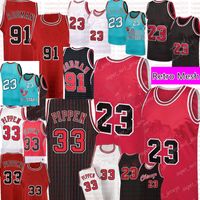 Wholesale Retro Scottie Pippen Jersey Dennis Rodman Basketball Jerseys Mens Retro Mesh Jersey Red Black White