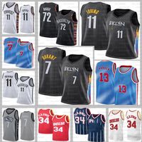 Wholesale 13 Harden NEW Kyrie Kevin Durant Irving Jerseys Retro Hakeem Olajuwon Black Biggie City Jerseys Basketball Jerseys
