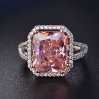 Wholesale Big Rings of Pink Zirconium Aaa High Quality for Women Luxurious Cz Whole Wedding Engagement Ladies Girls Party Jewels Best Gifts