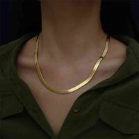 Wholesale 2021 High Quality Women Jewelry Stainls Steel Gold Plated Herringbone K K Necklace Chain Thick Snake Choker