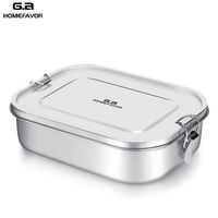 Wholesale G a HOMEFAVOR Custom Lunch Box For Kids Food Container Bento Box Top Grade Stainless Steel Storage Thermal Metal Box Stock T200111