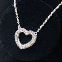 Wholesale High quality Sterling Silver Pave CZ Snake Chain Pattern Open Heart Collier Necklace for European Pandora Style Charms and Beads