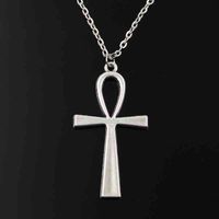 Wholesale Simple Classic Fashion Cross Egyptian Ankh Life Symbol Antique Silver Color Pendant Short Long Chain Necklaces Jewelry for Women