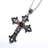 Wholesale Women s Cross Pendant Silver Necklace Gothic Punk Jewelry Fashion Beads Gifts red