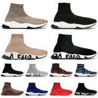 Wholesale High Quality Mens Women Socks Shoes Casual Platform Designer Sock Boots Slip On Flat Sole Graffiti Glitter Black White Khaki Red Navy Blue Grey Sports Sneakers