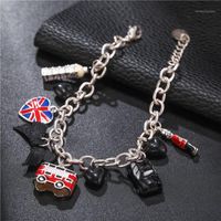 Wholesale Charm Bracelets Est Fashion Silver Color Chain Enamel England Bus Heart Soldier Pendant Bracelet Lover Women Bow Link Bracelet1