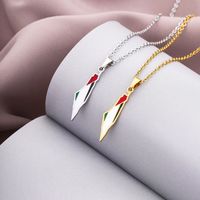Wholesale Trendy Israel and Paltine Map Flag Necklace Real Gold Plated Women Enamel Jewelry Men Stainls Steel Country Map Necklace