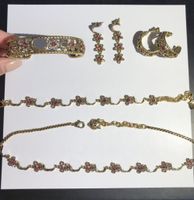Wholesale Fashion Retro Jewelry Set Bracelet Necklace Earrings for Woman High Quality Brass Diamond Bracelet Supply Necklace Chain