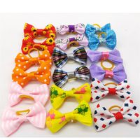 Wholesale Dog Hair Bows with Rubber Bands Dogs beautytools Topknot Pet Clips Cute Pets Grooming Cat Little Flower Bow J2