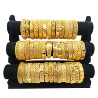 Wholesale Hollow Bracelet K Gold Color Love Bangles for Women Accessories Bride Wedding Bracelets indian Ethiopian France African Dubai Jewelry gift