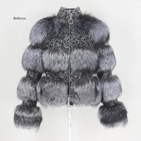 Wholesale Women s Fur Faux Fake Silver Coat Winter Jacket Women Men Made Raccoon Weave Wool Stand Collar Plaid Outerwear Streetwear