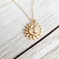 Wholesale Pendant Necklaces Rose Gold Moon And Sun Charm Sunburst Necklace Bohemia Jewelry Stainless Steel Chain Friendship Friend Gifts Bff1