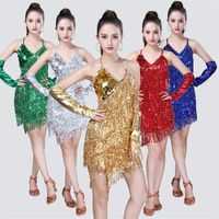 Wholesale Stage Wear Latin Dresses For Women Dance Costumes Performance Girls Fringed Suspender Skirt Sexy Lady Dancer Backless Party Dress