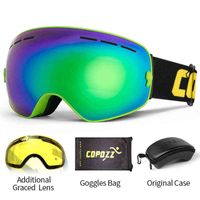 Wholesale COPOZZ brand ski goggles layer lens anti fog UV400 day and night spherical snowboard glasses men women skiing snow goggles Set