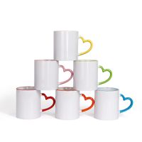 Wholesale Customize Logo Ceramic Mug Color Heart Shape Handle Cups DIY Photo Print Sublimation Blank Creative Coffee Mug Tea Cup Gift