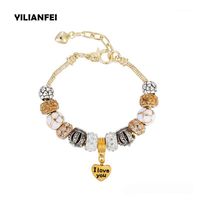 Wholesale Charm Bracelets YILIANFEI Silver Plated Heart Pendant Fashion Noble Elegant Bangles With DIY Chamilia Beads For Women BT01931