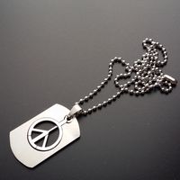 Wholesale Stainless Steel Necklace Fashion Boys Long Chain Necklace Anti War Peace Sign Symbol Pendants Necklaces