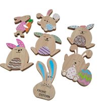 Wholesale Creative Easter Bunny home decor crafts ornaments wooden scene decoration products children s desktop toys gifts HHA11517