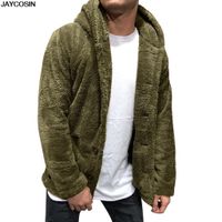 Wholesale Bomber Cardigan Jacket Men Winter Thick Warm Fleece Teddy Coat for Mens Tracksuit Male Fluffy Hoodies kg