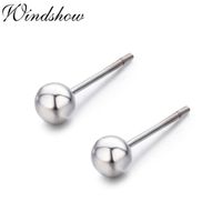Wholesale 2mm mm Slim Sterling Silver Small Round Ball Stud Earrings For Women Men Girls Kids Child Baby Body piercing jewelry Aros